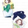 40代女性の美容のイラスト-買い物、睡眠 化粧品会社様会報誌のイラスト
